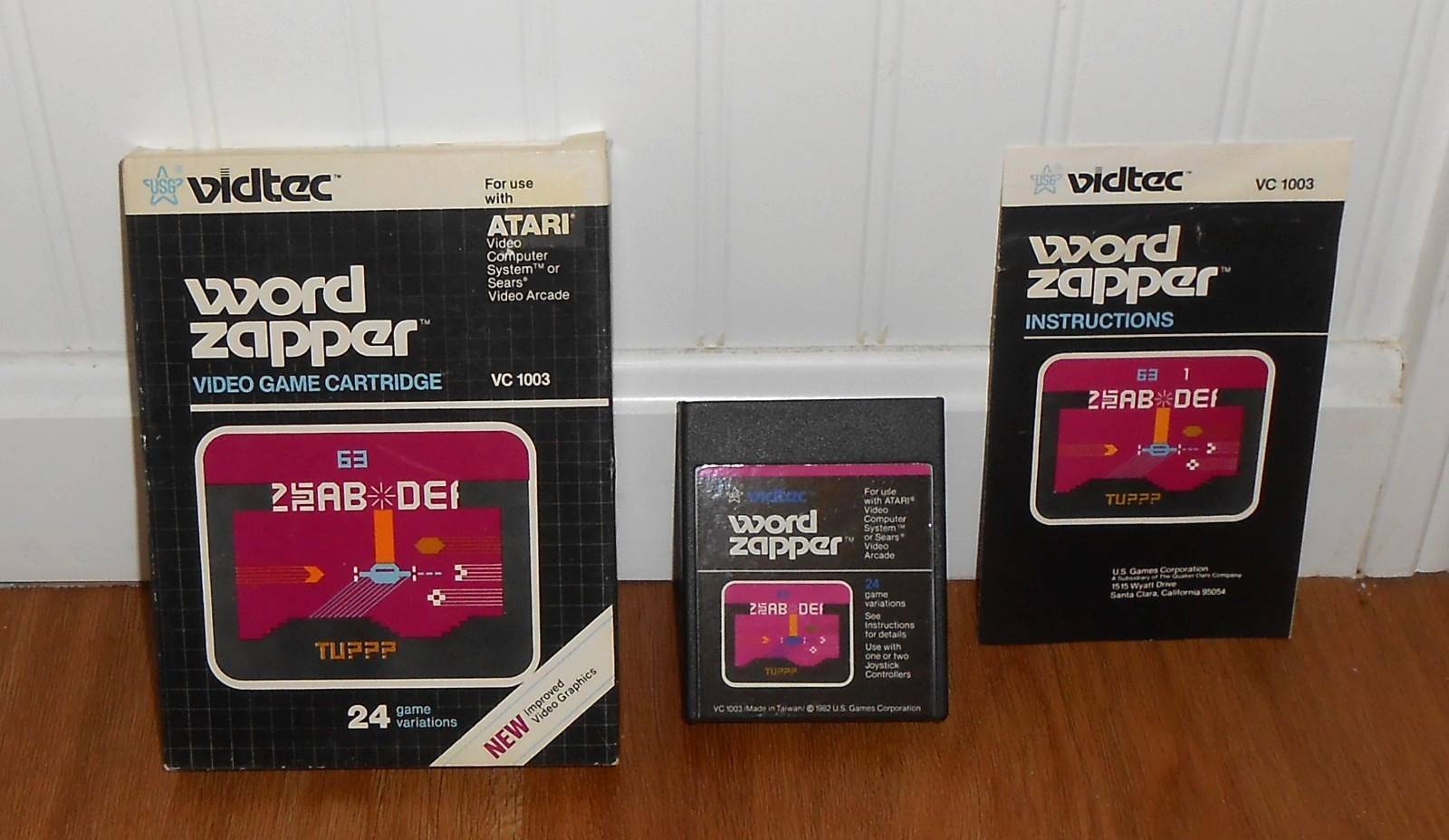 VIDTEC “WORD ZAPPER” FOR USE WITH ATARI 2600 OR SEARS – BOX – GAME – MANUAL