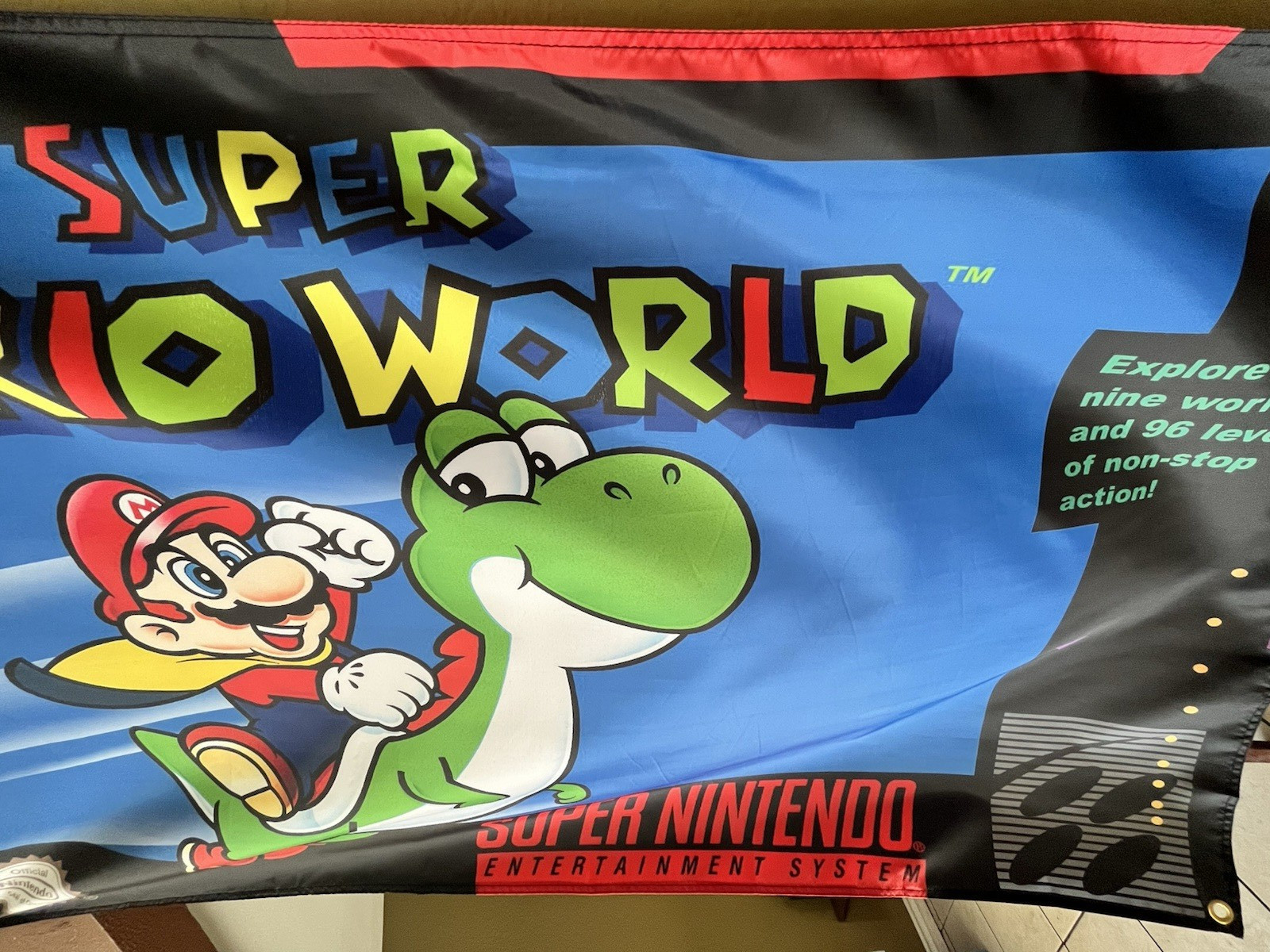 Super Mario World 5′ Flag Super Nintendo Entertainment System SNES 1991