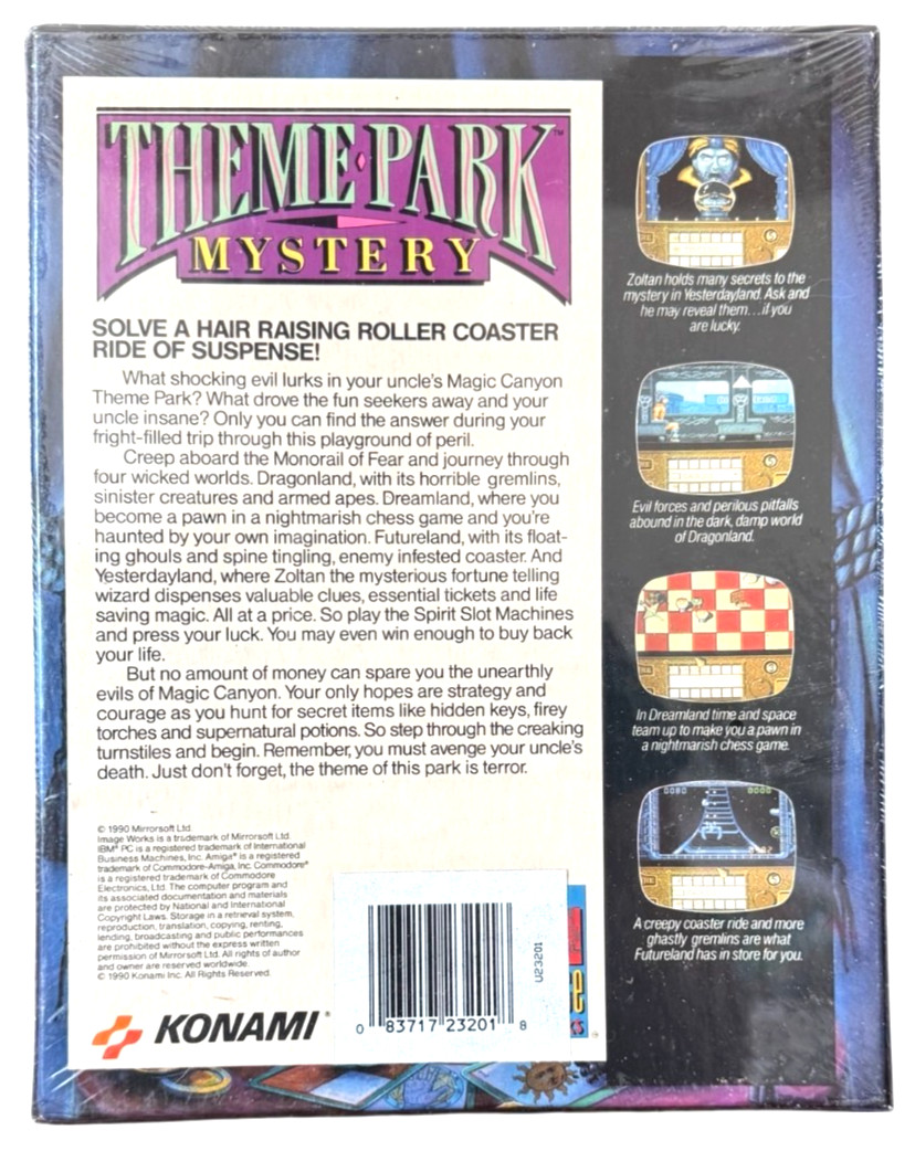 Konami “Theme Park Mystery” Amiga – 1990 Adventure Game – Factory Sealed
