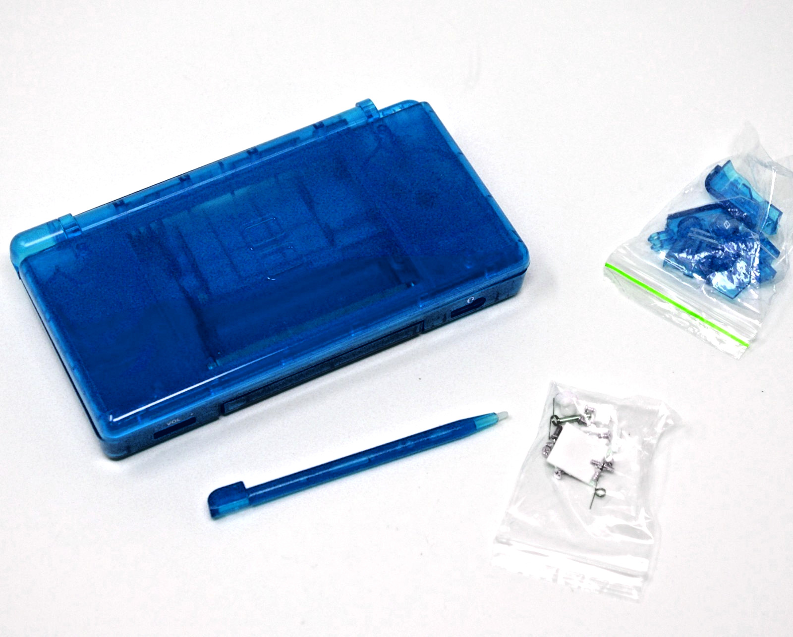 Full Replacement Housing Shell Screen Lens Clear BLUE For Nintendo DS Lite OEM