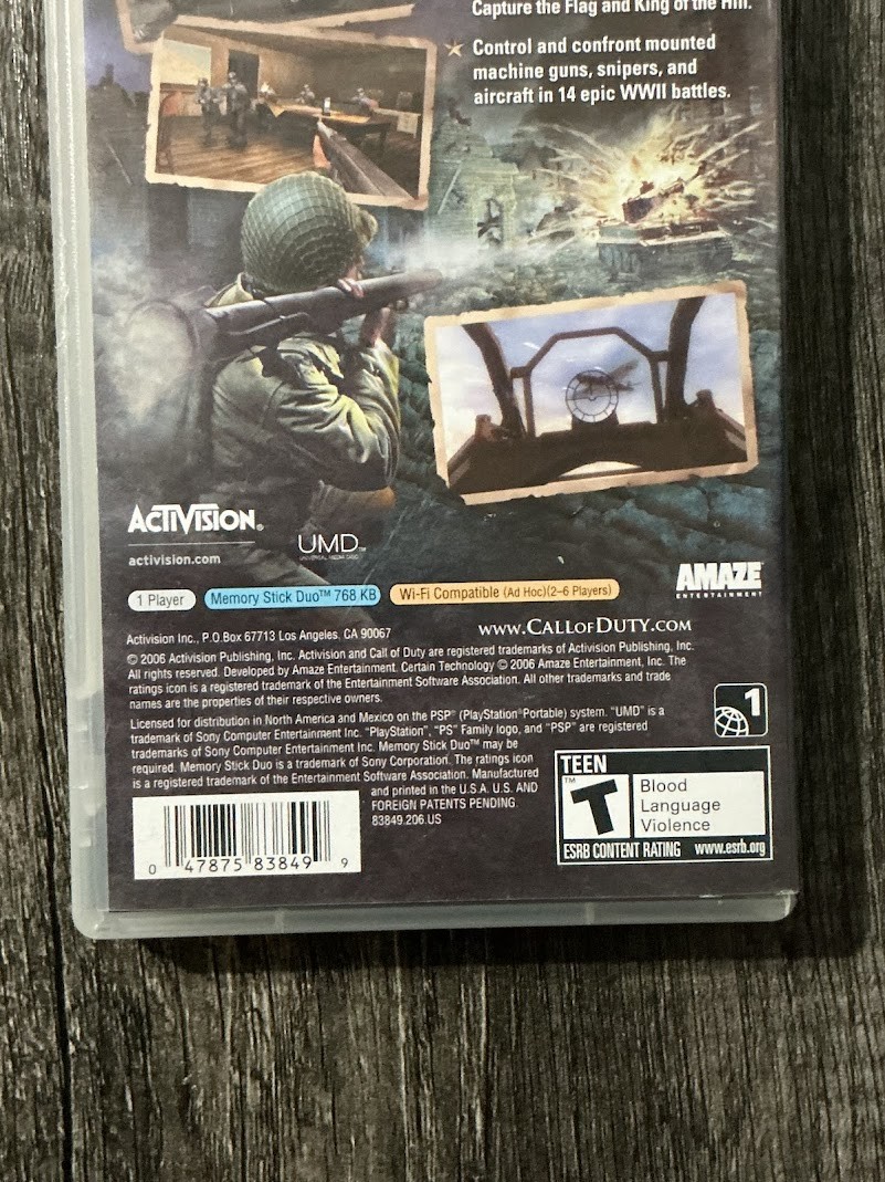Call of Duty: Roads to Victory (Sony PSP, 2007) Complete In Box Tested & Working