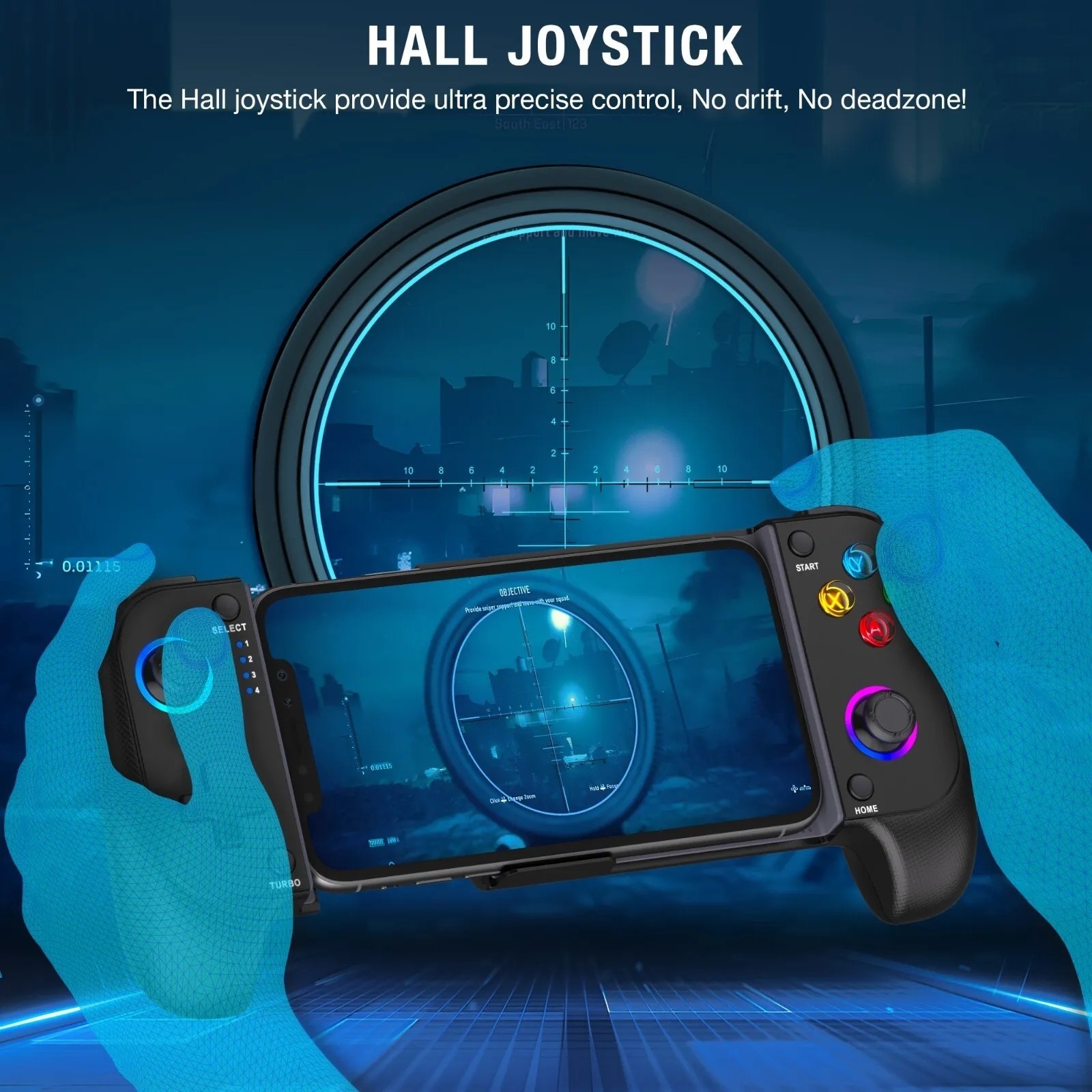 Mobile Game Controller for iPhone/Android, iOS Wireless Gaming Controller + RGB