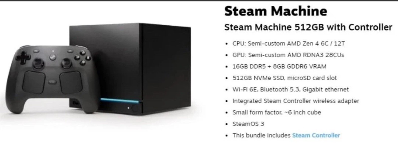 Steam Machine 512GB with Controller Valve PC- Expedited Shipping