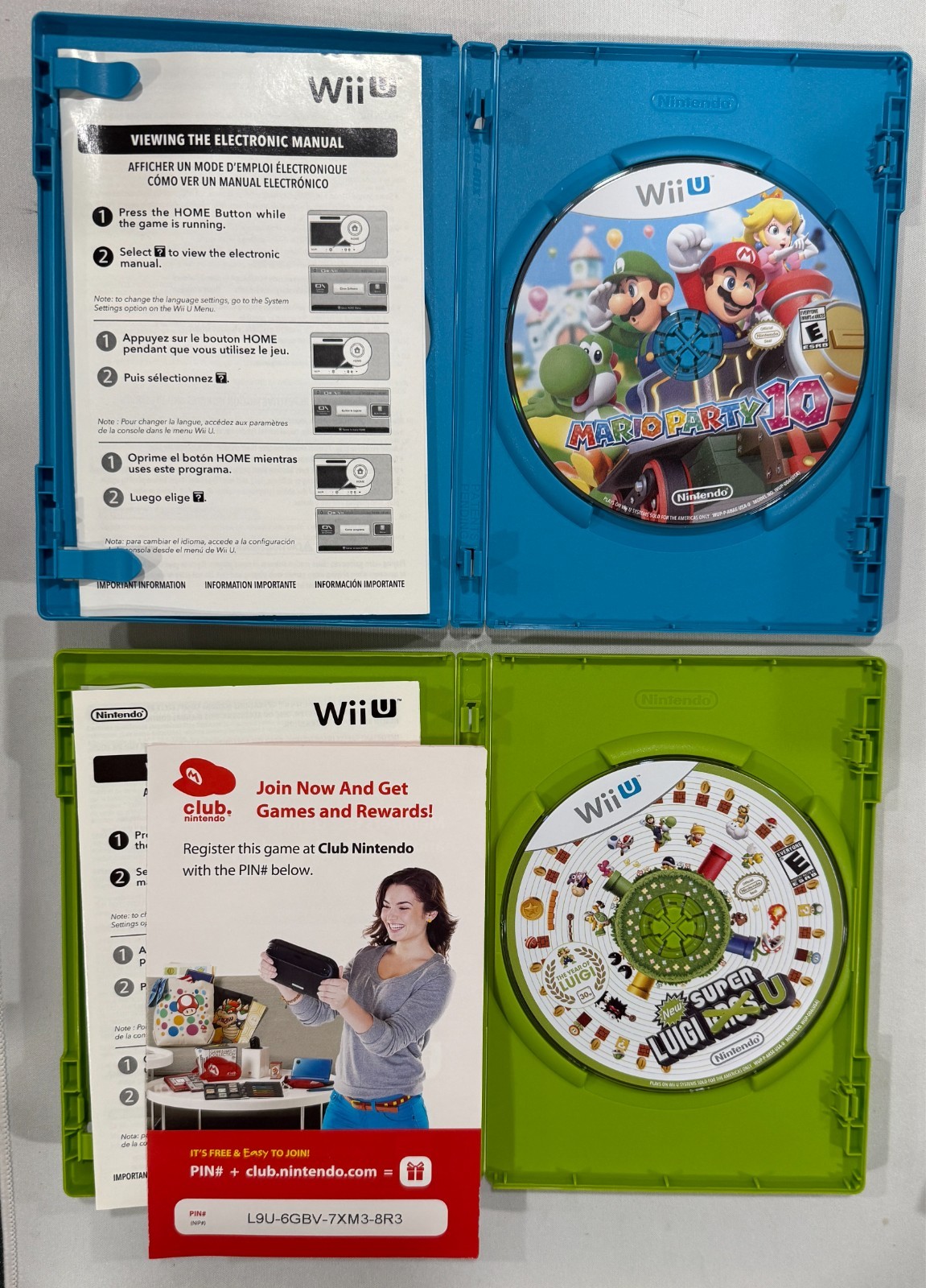 6 Wii U Games Lot – CIB – Smash Bros, Donkey Kong, Mario Party 10, Mario Kart 8