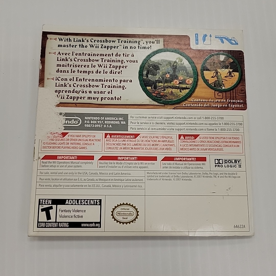 Nintendo Wii Zapper Gun with Link’s Crossbow Training Game *Water Damaged Box*