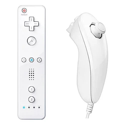 White Wireless Remote Wiimote & Nunchuck Controller Combo Nintendo Wii/U/Mini