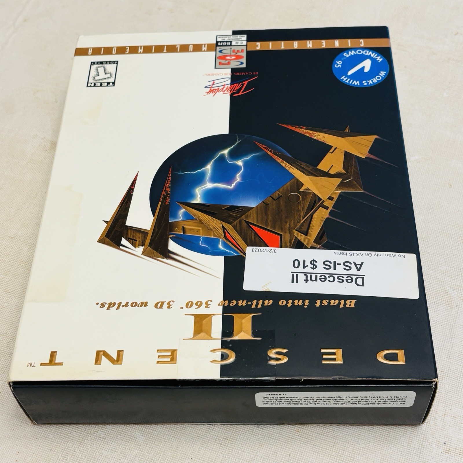 Descent II 2 PC Game 1996 Interplay 1 Disc Complete Big Box W/Everything Tested!