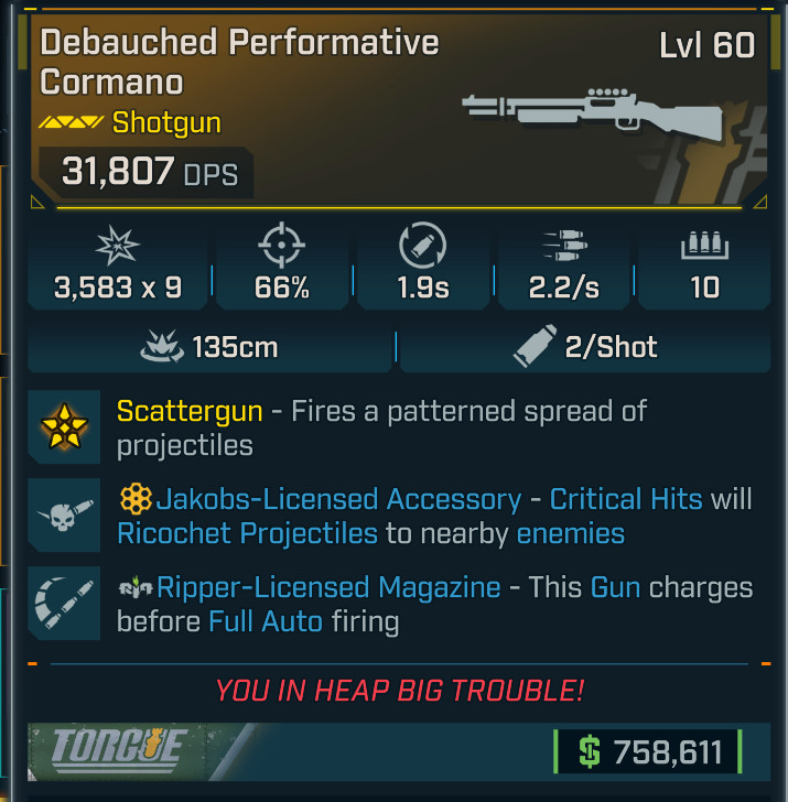 Borderlands 4⭐KINETIC CARMANO SHOTGUN⭐JAKOBS⭐RIPPER MAG