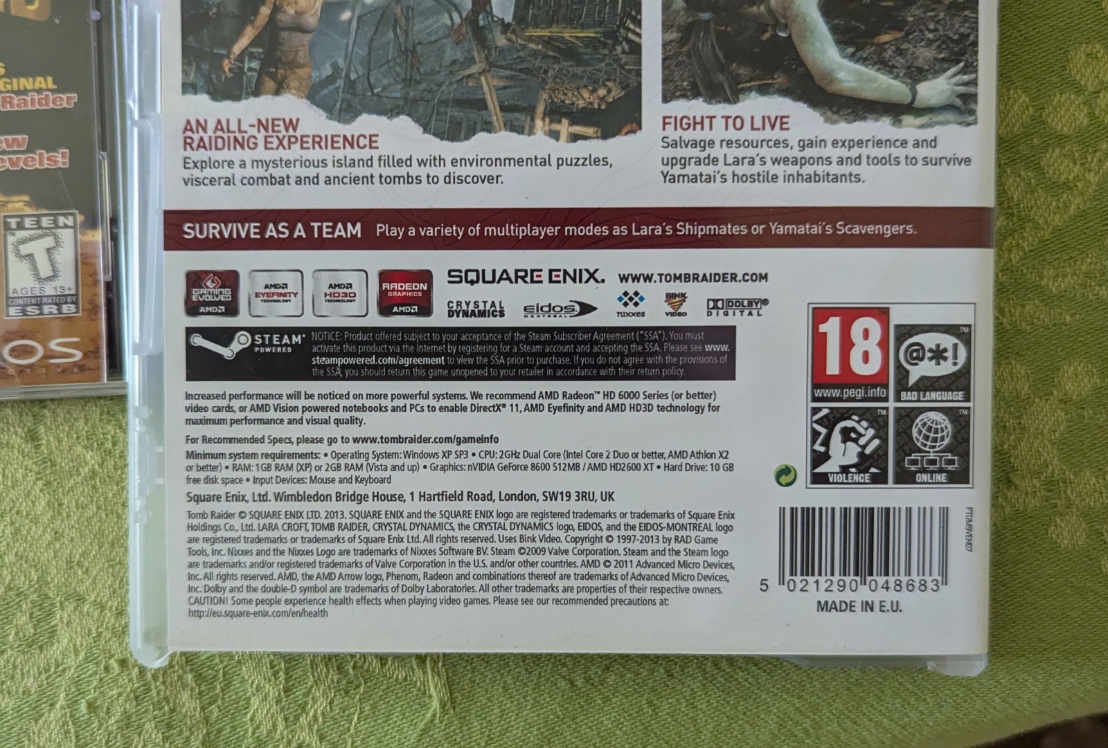 Tomb Raider PC CD/DVDs Vintage – Win 95 thru Win 7 – Lot of 8 EIDOS/Square CNIX