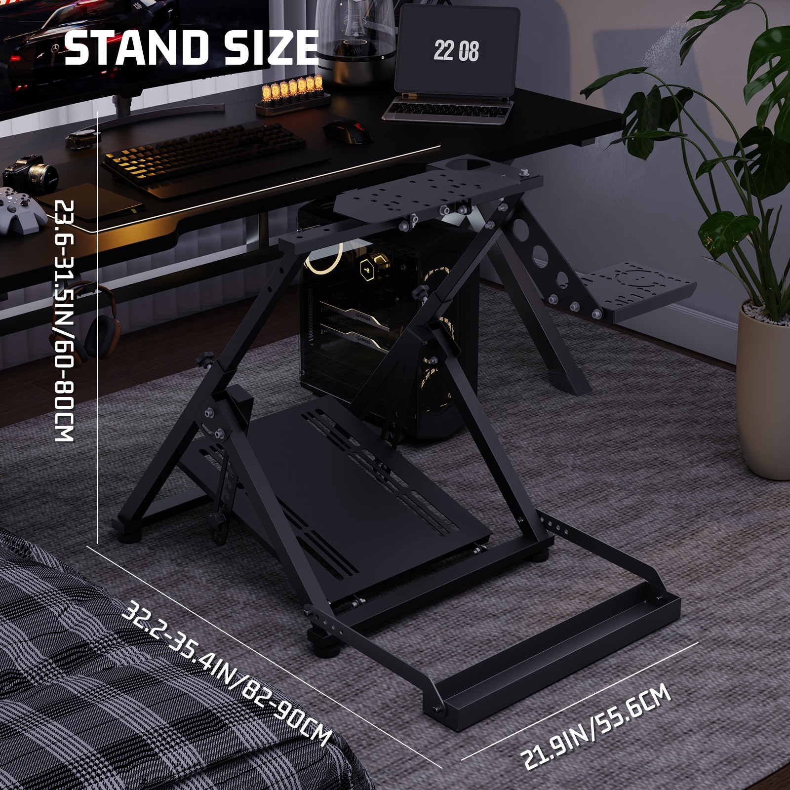 Hottoby Steering Racing Wheel Stand Foldable Sim Cockpit Fits Logitech G920 G923