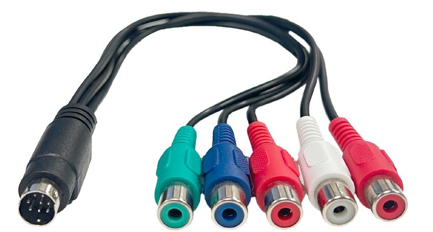 Mini DIN 8-pin To Component YPbPr Video + Audio Input/Output Adapter Cable