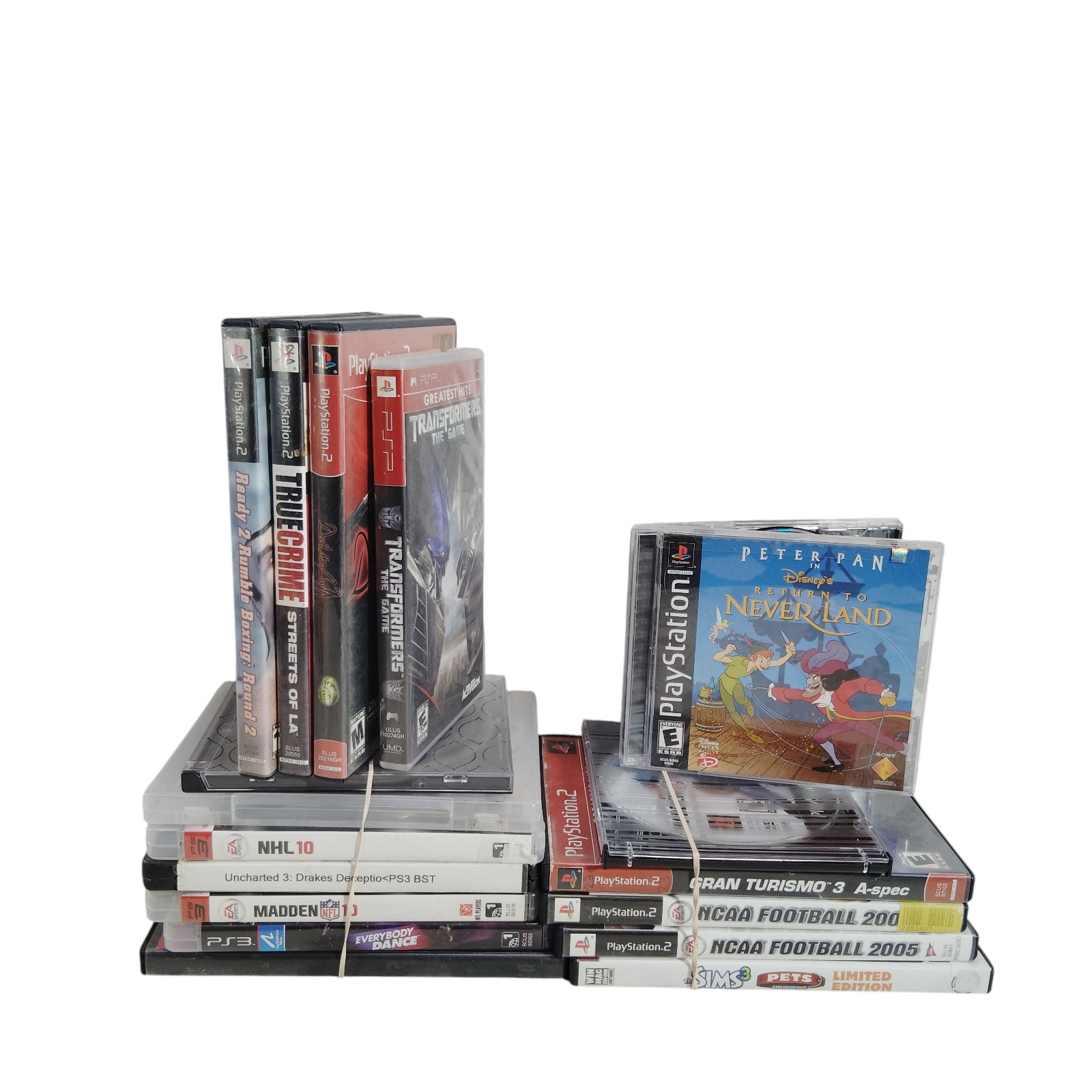 Lot of 17 Playstation 1-2-3 Video Games Neverland Madden NCAA Football & Cases