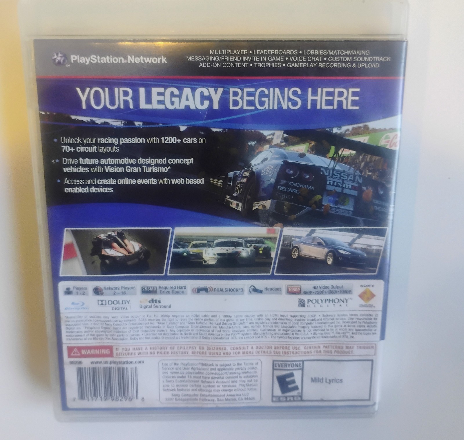 Gran Turismo 6 PS3 PlayStation 3 Real Driving Simulator Former Library Rental