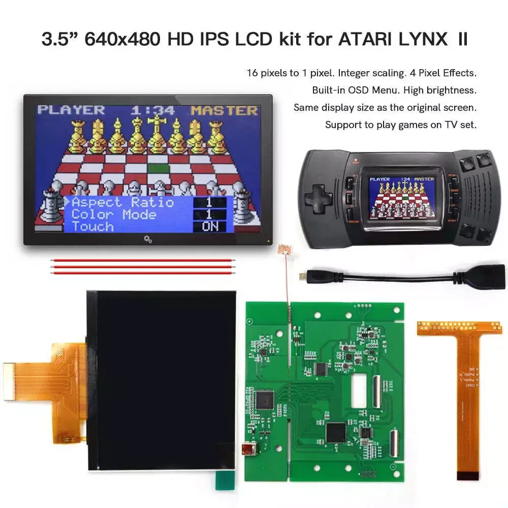 3.5 Inch Hight Light IPS LCD Screen 720P HDMI TV Output Kits For ATARI LYNX Ⅱ/2