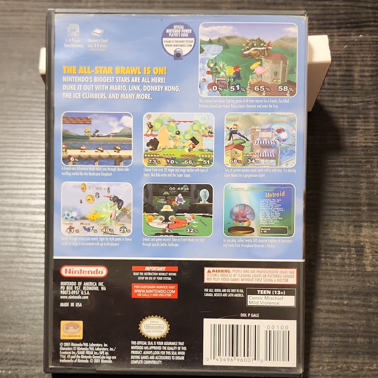 Nintendo Super Smash Bros. Melee GameCube 2001 NTSC-U/C T Complete w/ Manual