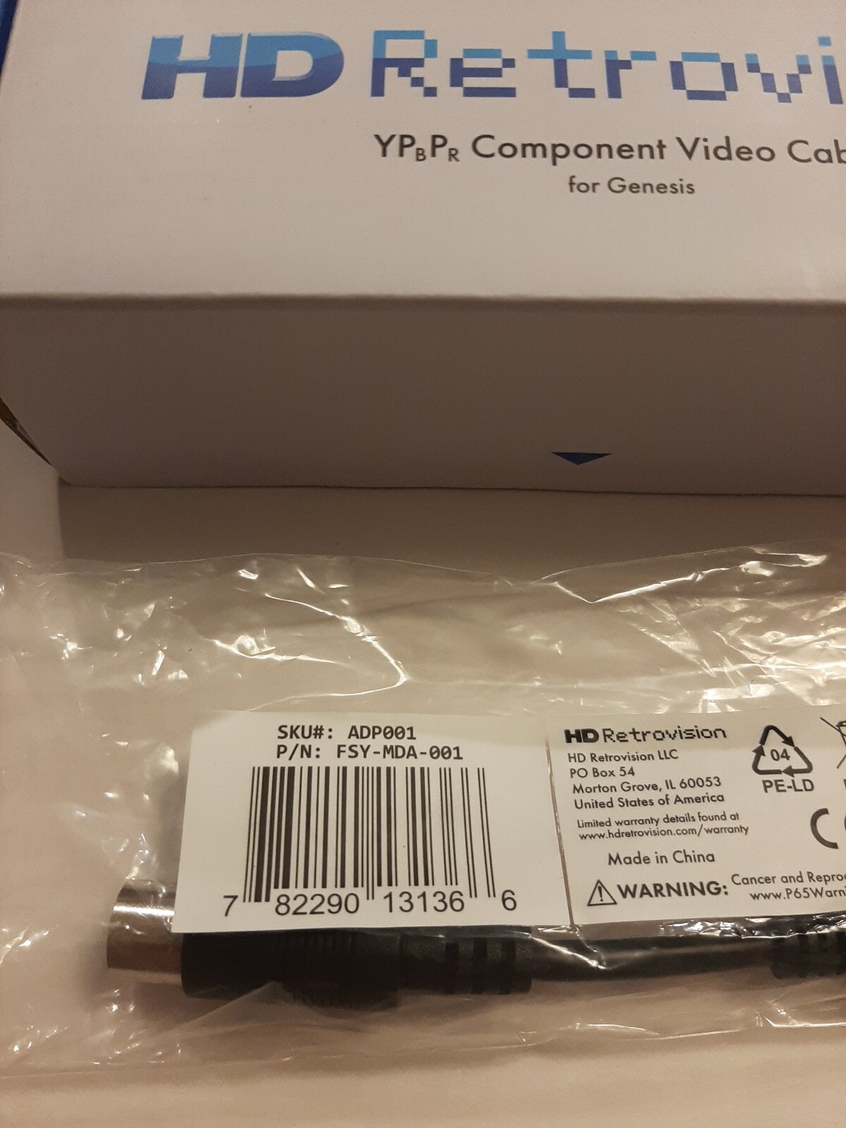 HD Retrovision Genesis Component/YPbPr Cables w/ Model 1 Adapter, New, Sealed