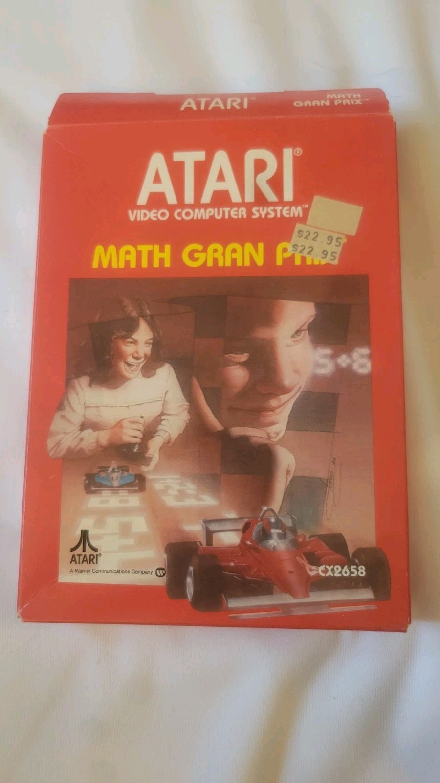 Vintage Atari Math Gran Prix 2600 1982 Video Game Cartridge Box