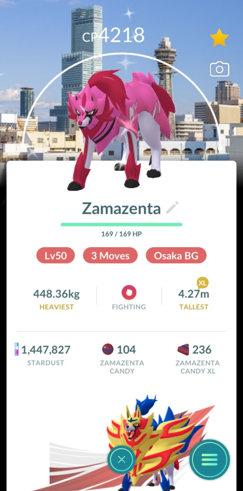 Pokémon GO – Shiny Zamazenta & Zacian | L50 & 3 Moves Background | Trade Go