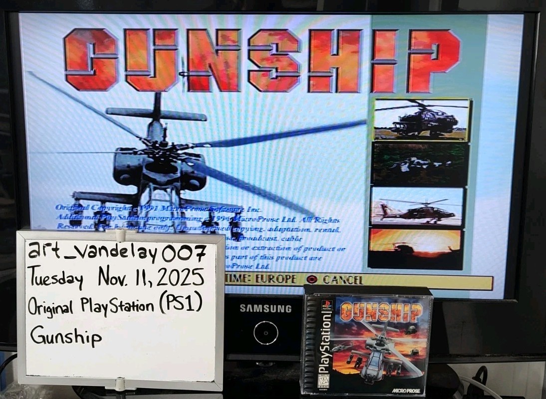 Gunship (PS1, 1996) *CIB w/ Reg Card + Case Protector* NM* Black Label* Tested!