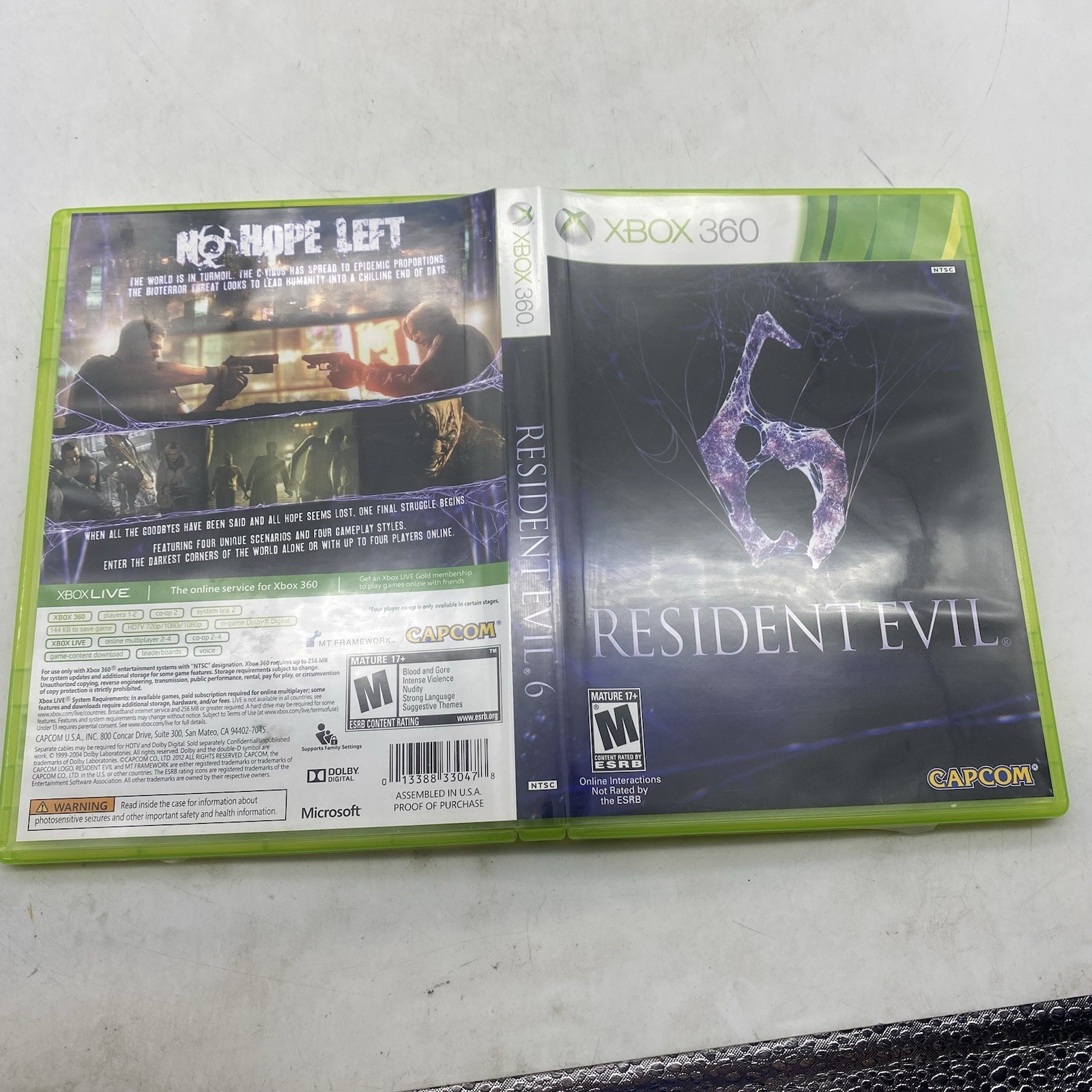 Resident Evil 6 (Microsoft Xbox 360, 2012) No Manual