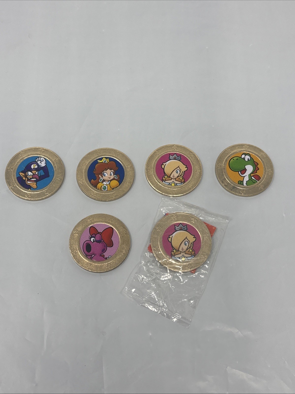 Lot Of 6 Super Mario Frankford Candy Wonderball Coins