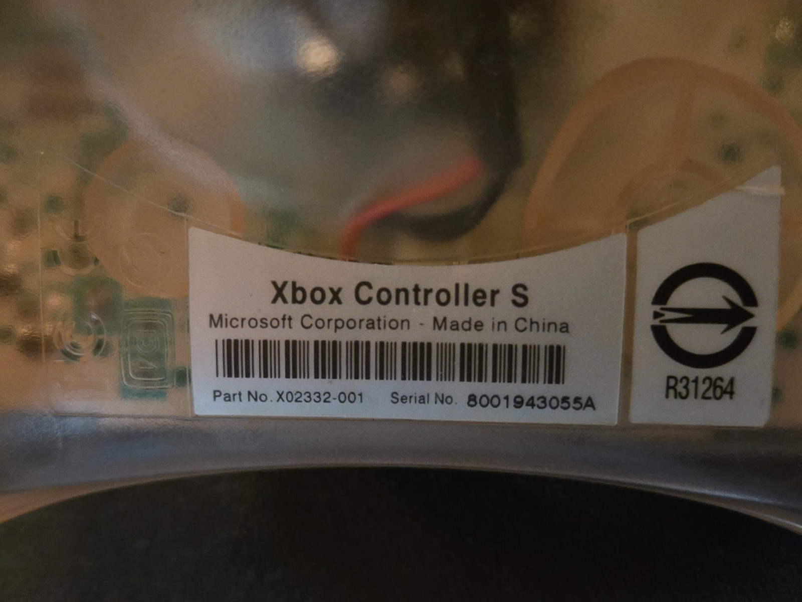 Original Xbox Gaming Wired S-Type Controller Translucent Crystal White TESTED
