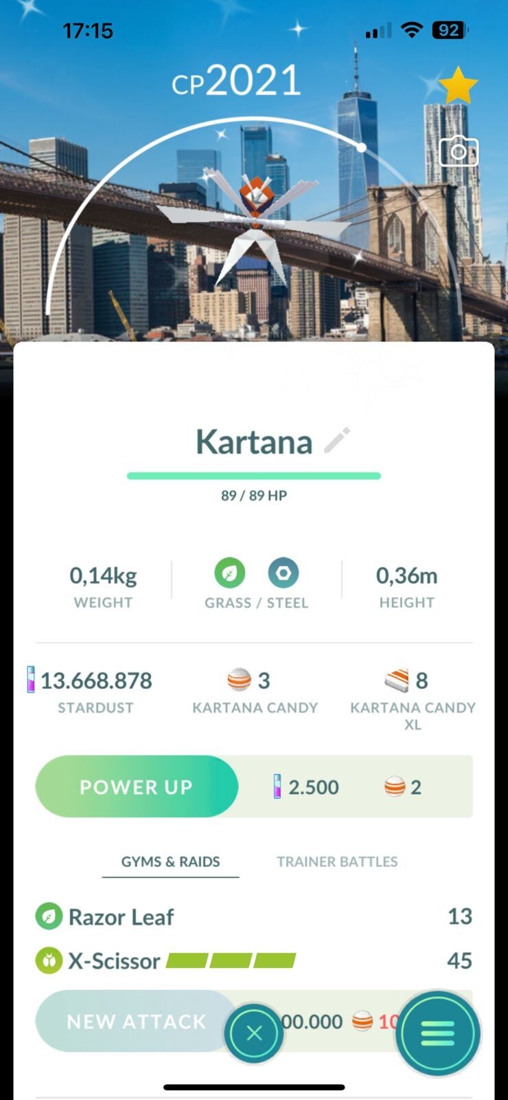 Pokemon shiny Kartana background NewYork – TRADE 1M or 20k stardust
