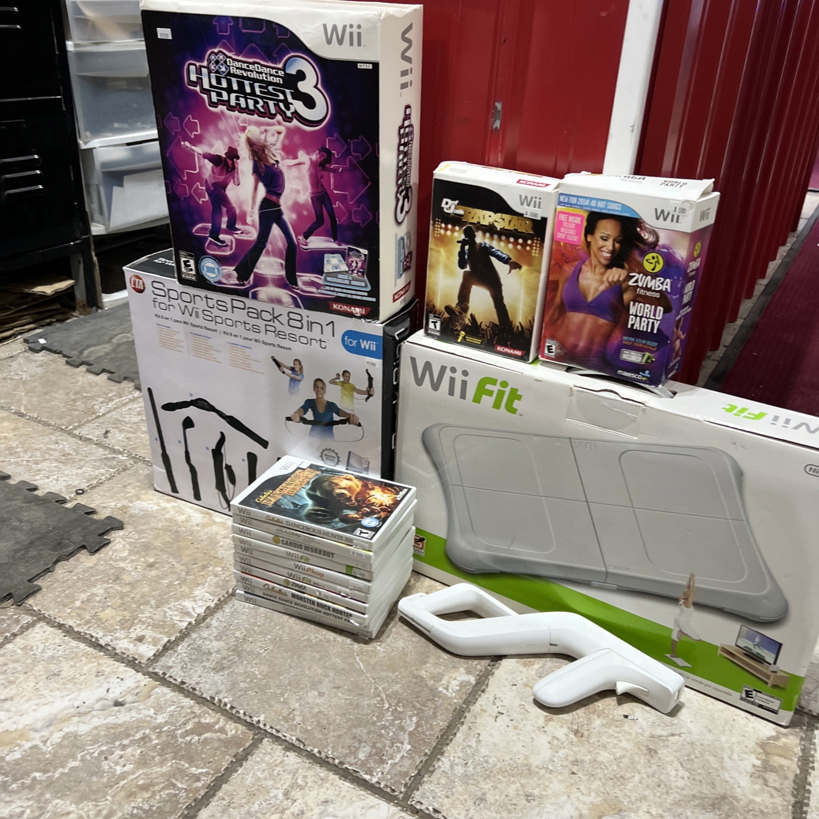 Lot of Nintendo Wii Accessories Bundle! Dance Pad, Games, Wii Board, Etc