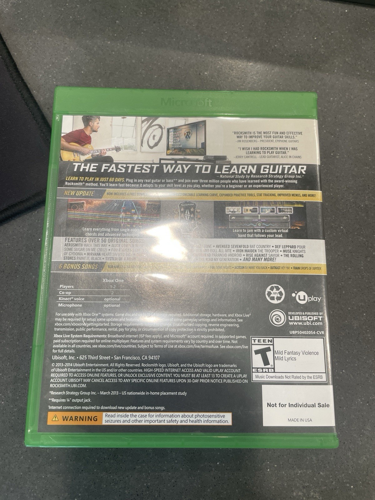 Rocksmith 2014 Edition Remastered (Xbox One) with Real Tone Cable & Original Box
