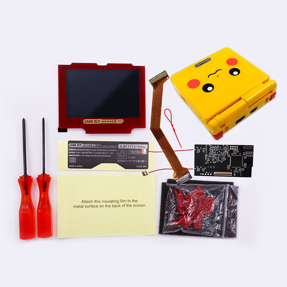 8 Colors Mode IPS Backlight LCD Mod w/Multi color Shells FOR GBA SP -Red Lens