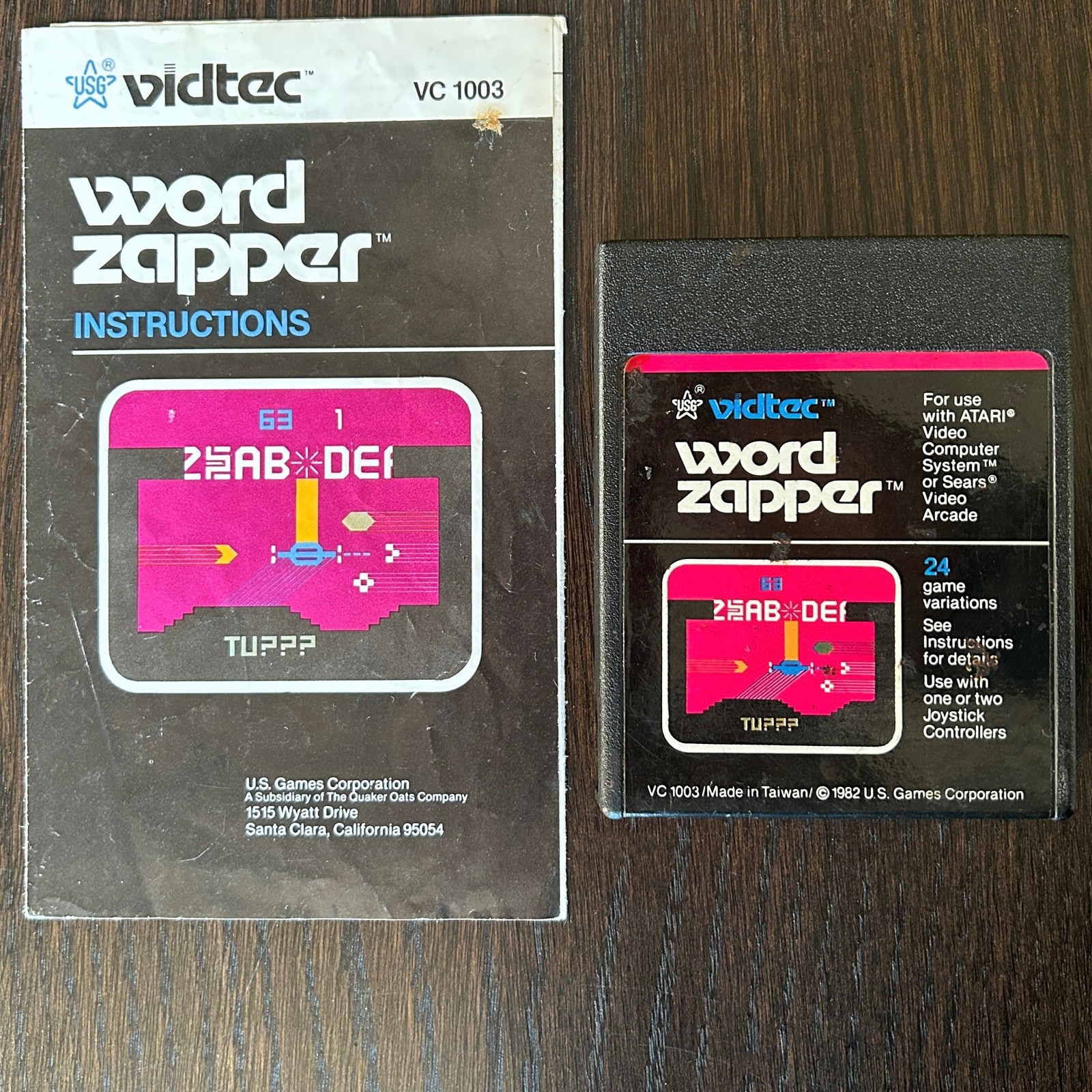 1982 Word Zapper Atari 2600 Video Game Cartridge by Vidtec + U.S. Games TESTED
