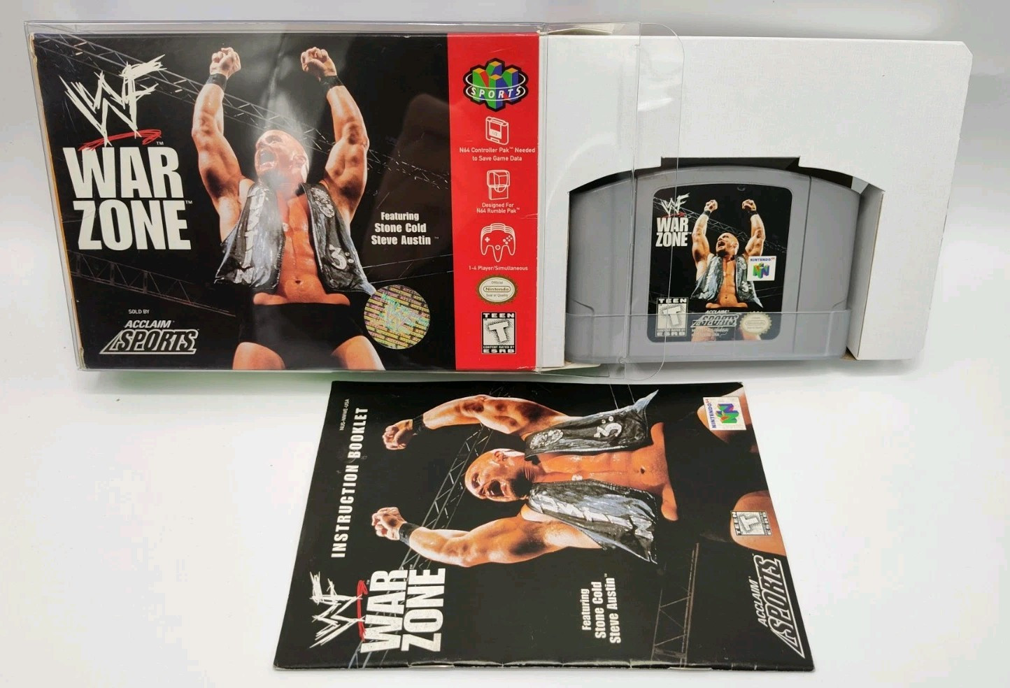 WWF War Zone (N64, 1998) *CIB + Case Protector + Strategy Guide* VINTAGE Tested!