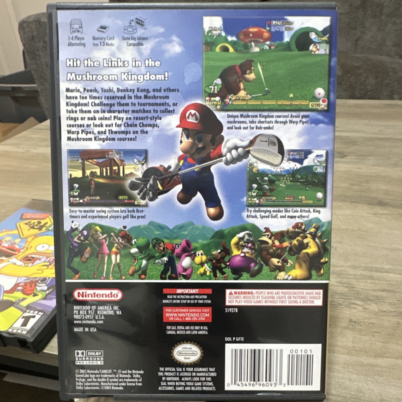 Nintendo GameCube Lot: Wired Controller + Mario Golf + Simpsons Hit & Run