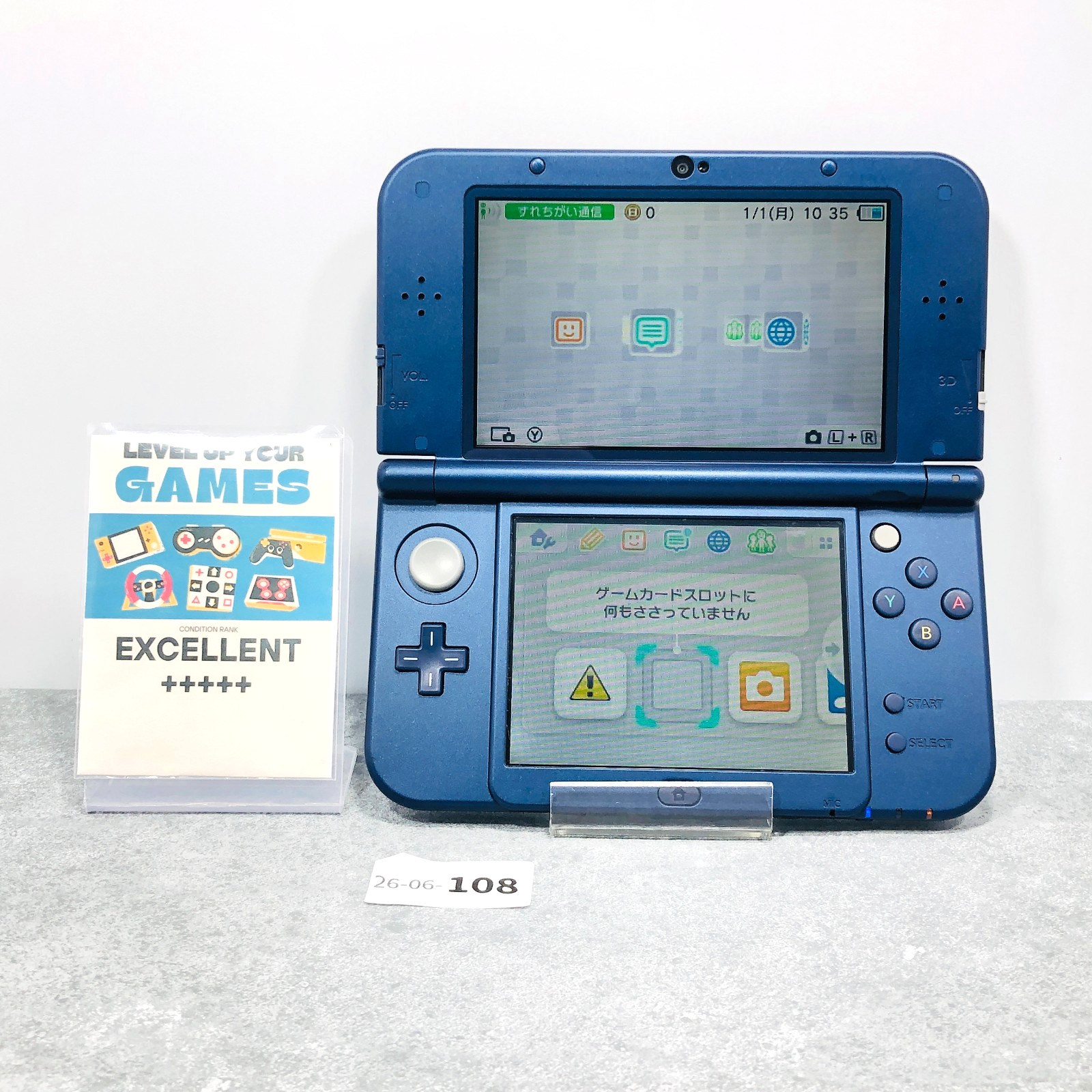 [EX+5] New Nintendo 3DS LL XL Metallic Blue Japan Tested NTSC-J 26-06-108