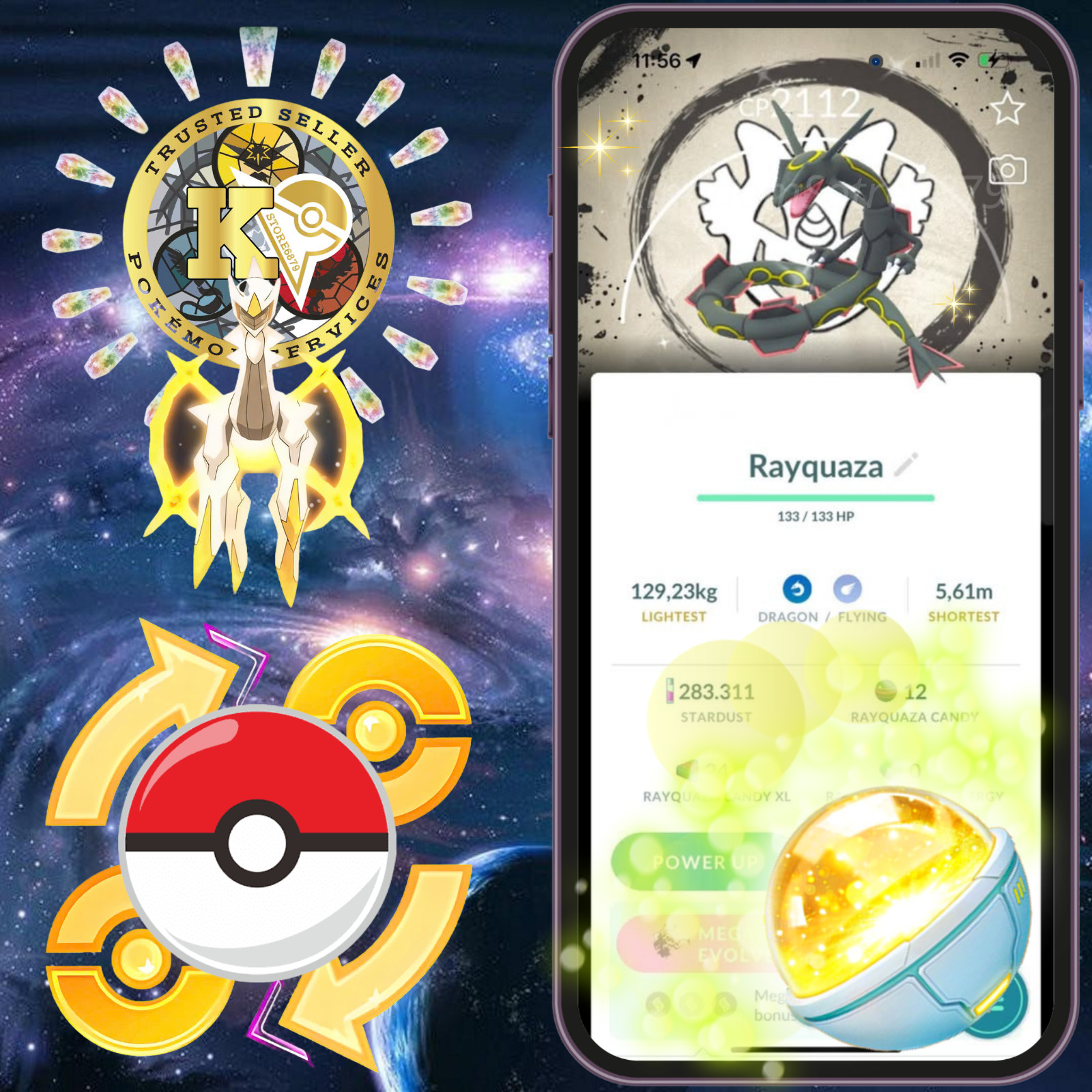 Pokémon—GO—Shiny Rayquaza—Special Background—GO Fest 2026—P.T.C—TRADE—Digital