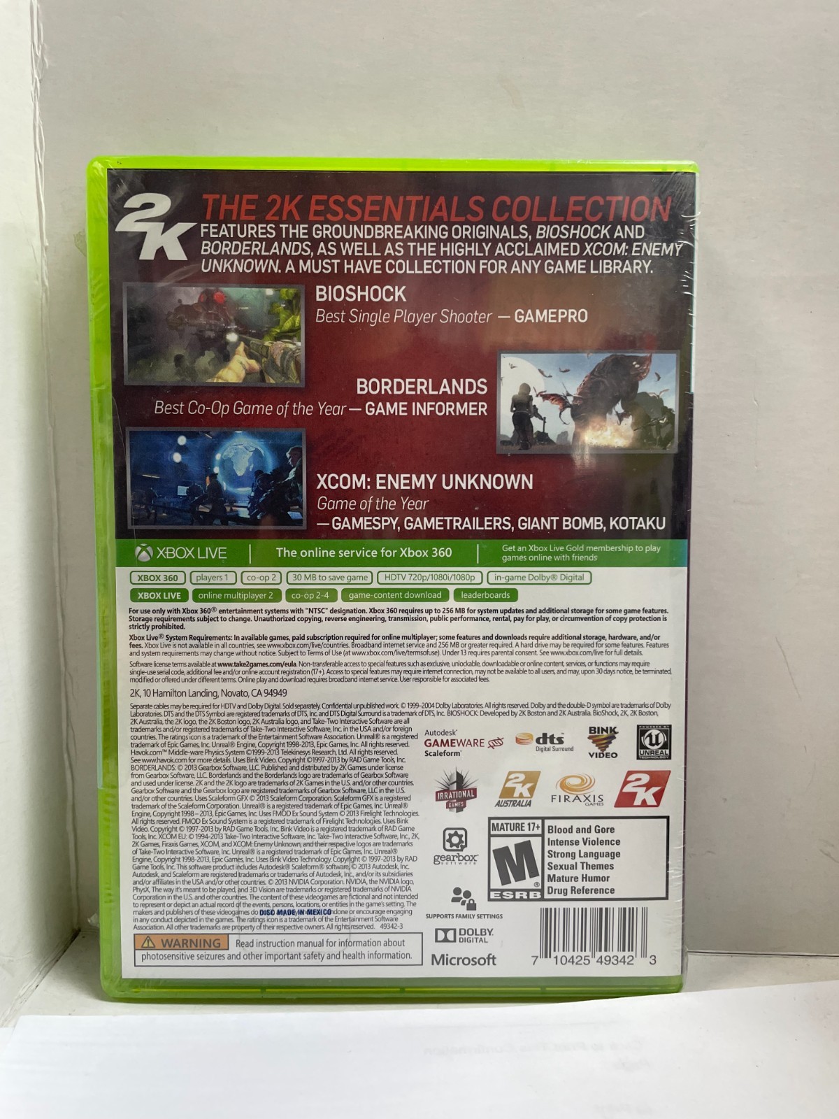 BIOSHOCK-BORDERLANDS * XCOM. ENEMY UNKNOWN 2K ESSENTIALS COLLECTION (XBOX 360)
