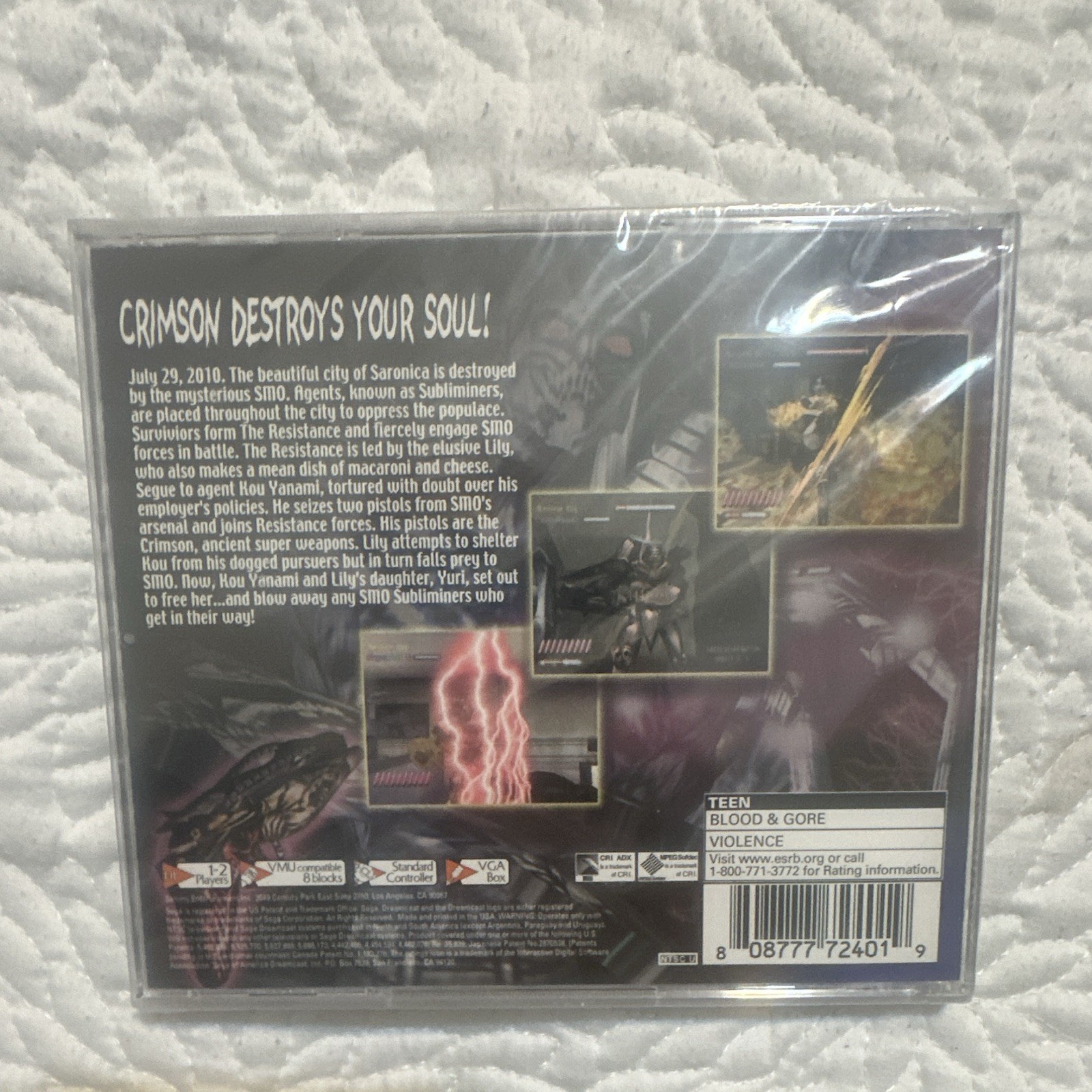 Sammy Death Crimson OX Sega Dreamcast, Shooter, NTSC-U/C, T Teen, Manual