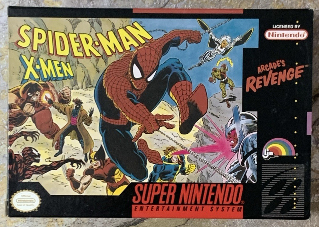 Spider Man X Men Arcade’s Revenge Beautiful Box + Insert – Super Nintendo SNES