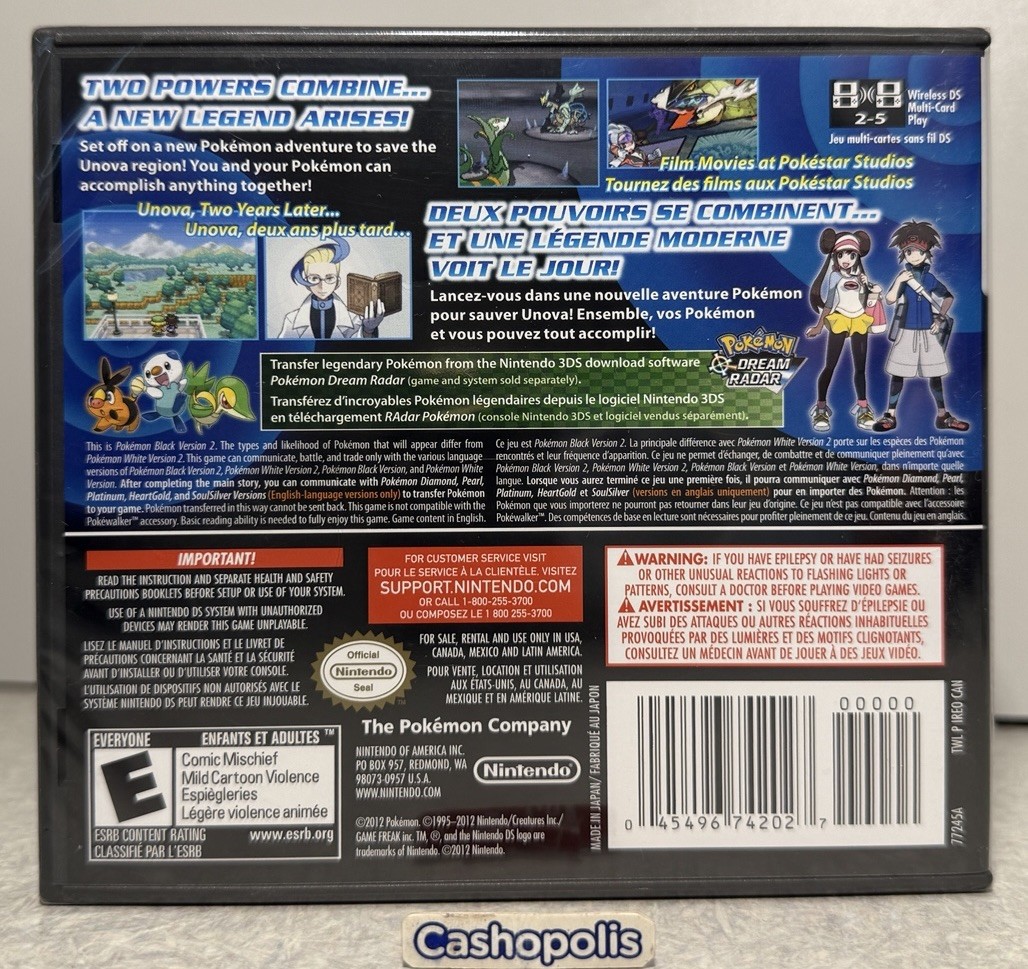 Pokémon Black Version 2 Nintendo DS, 2012 New Factory Sealed Authentic Protector