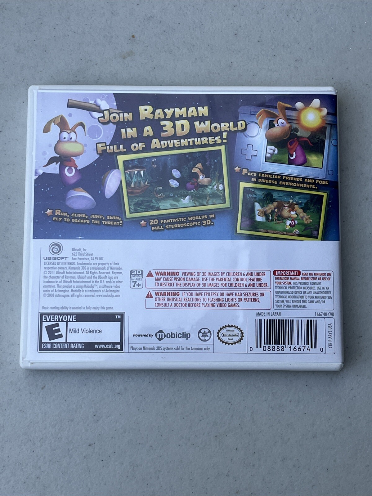 Rayman 3D 3DS (Nintendo 3DS, 2011) Game