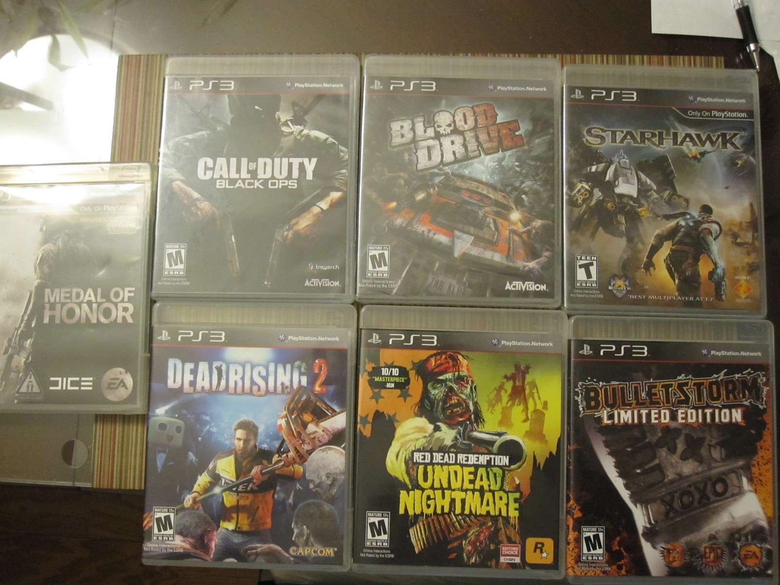 PS3 7 Lot, Call Duty B Op, S-hawk, Red Dead NMare, D/Rising 2, Blood Drive,READ!