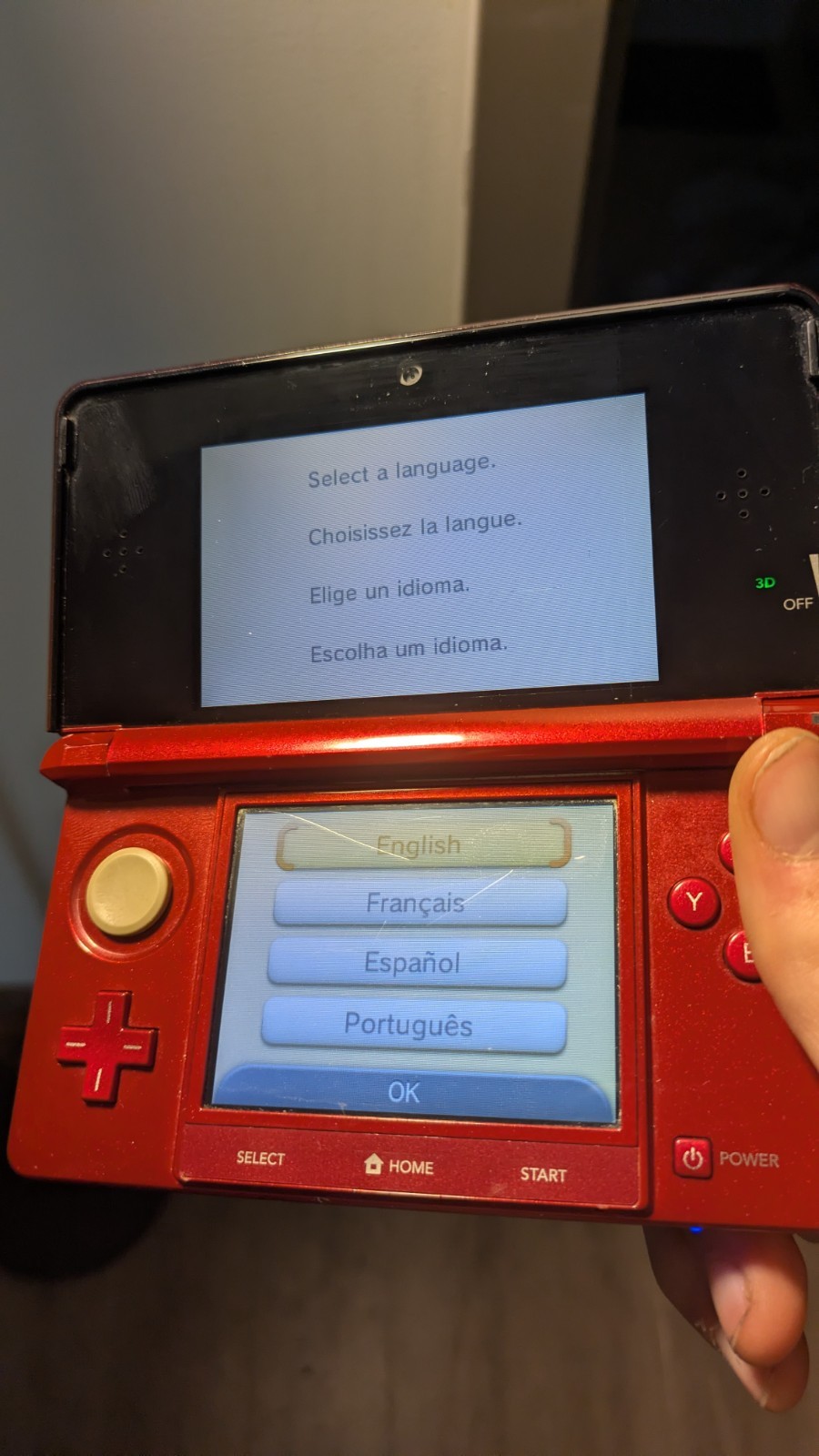Nintendo 3DS Flame Red Handheld Console System With Charger CTR-001 Tested