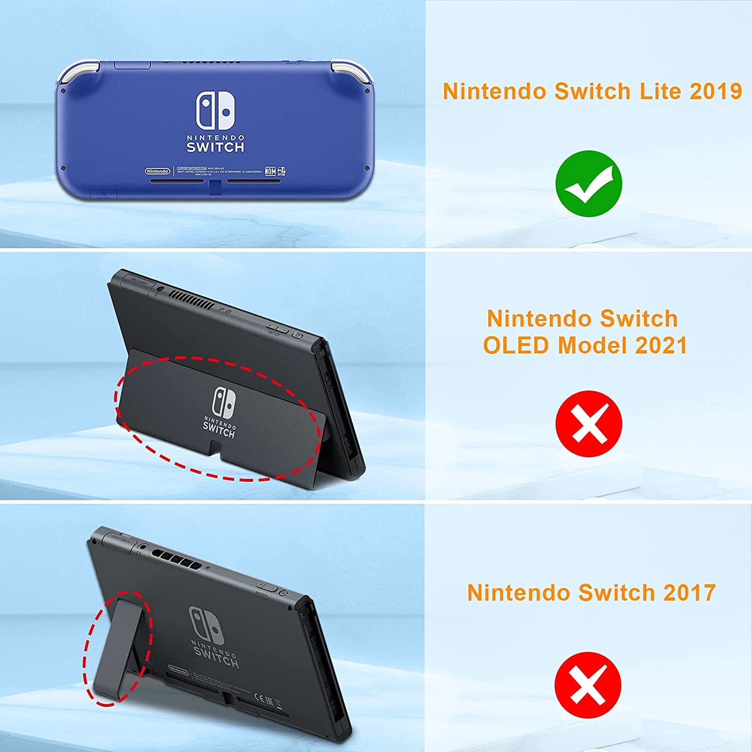 Kids Case for Nintendo Switch Lite 2019 w/2 Game Card Slots Shockproof Cover USA