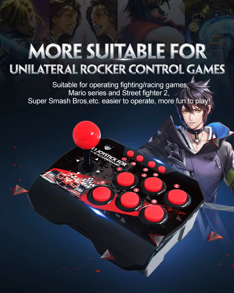 4 in 1 Retro Arcade Game Joystick Controller USB Wired for PS3/Switch/PC/Android