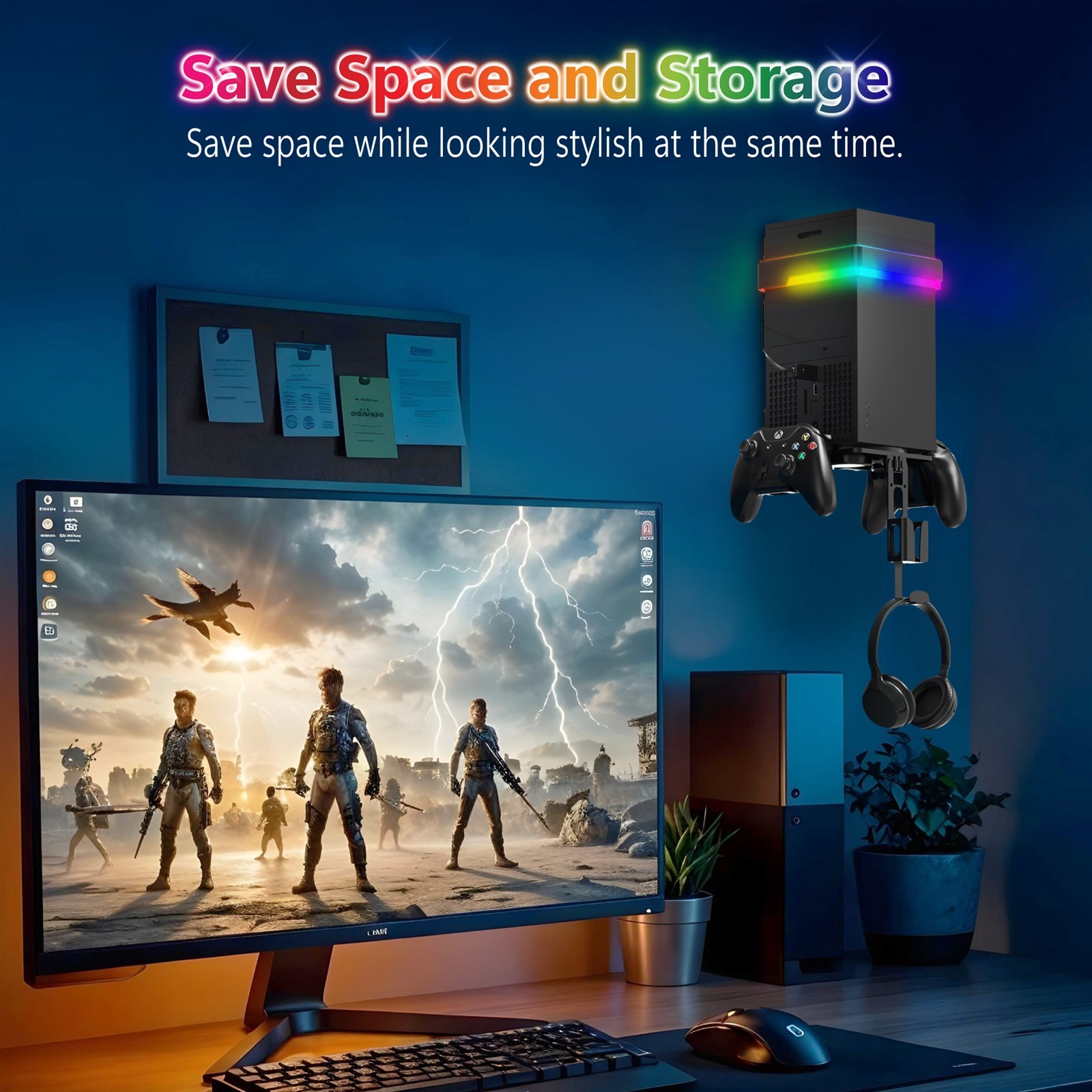 Fosmon Xbox Wall Mount Shelf with RGB Bracket, Wall Mounted Kit for Series S / X