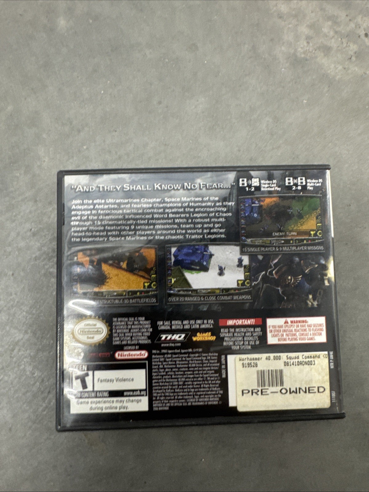 Warhammer 40K Squad Command Nintendo DS with manual