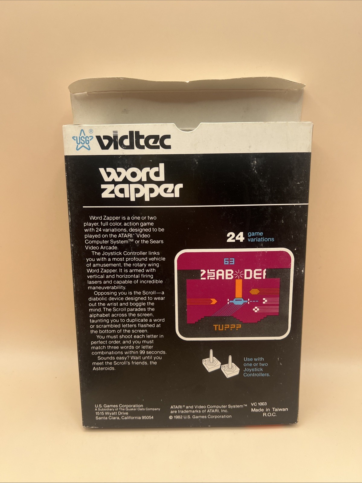 1982 Atari 2600 Word Zapper Video Game w/Original Box & Manual