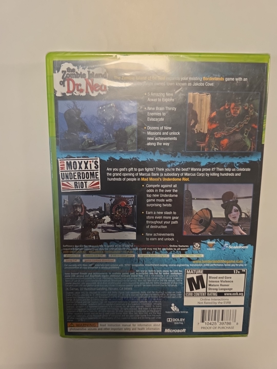 Borderlands Double Game Add On Pack Mad Moxxis Underdome Riot (Sealed Xbox 360)
