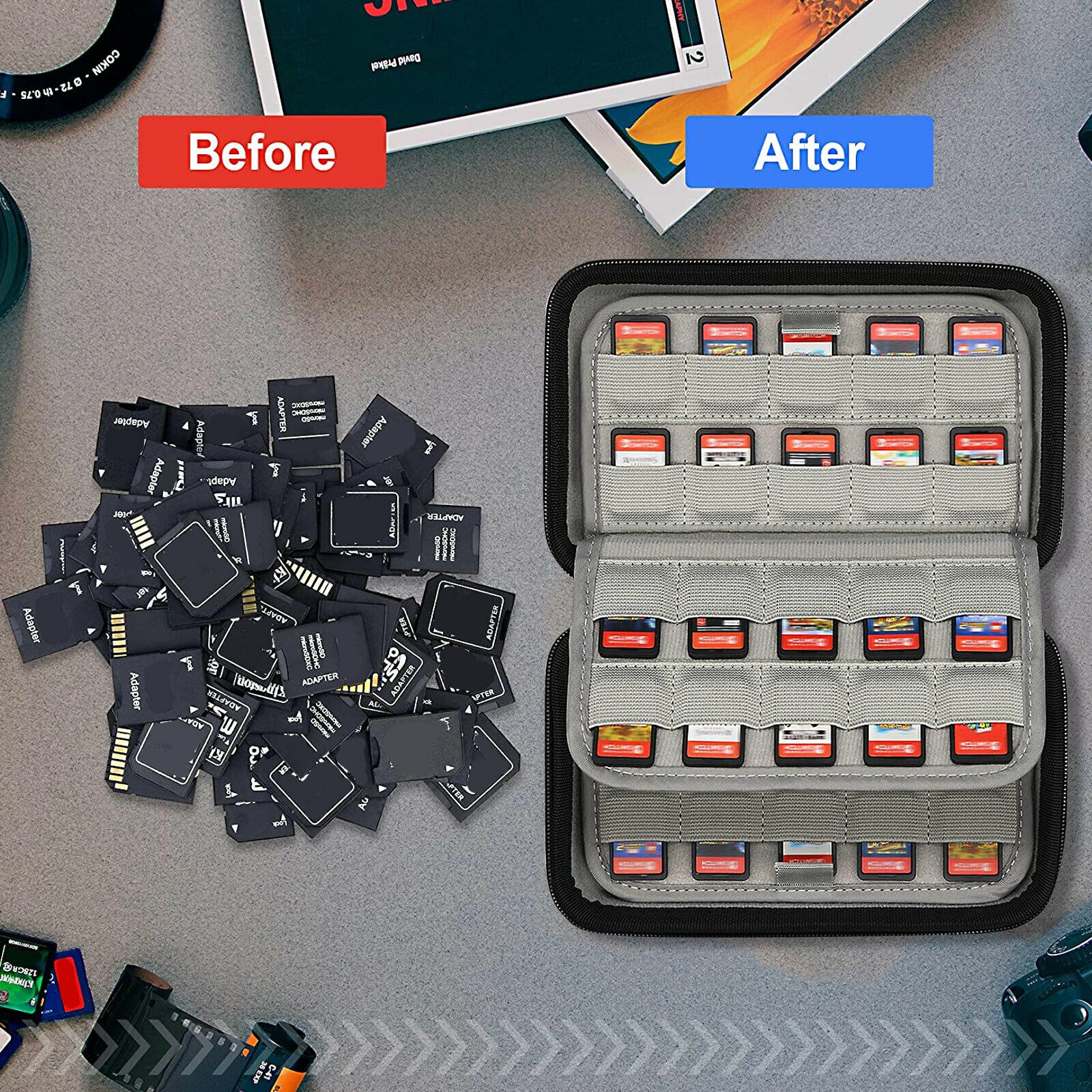 80-Slot Game Cartridge SD Card Holder Storage Bag for Nintendo Switch NS&PS Vita