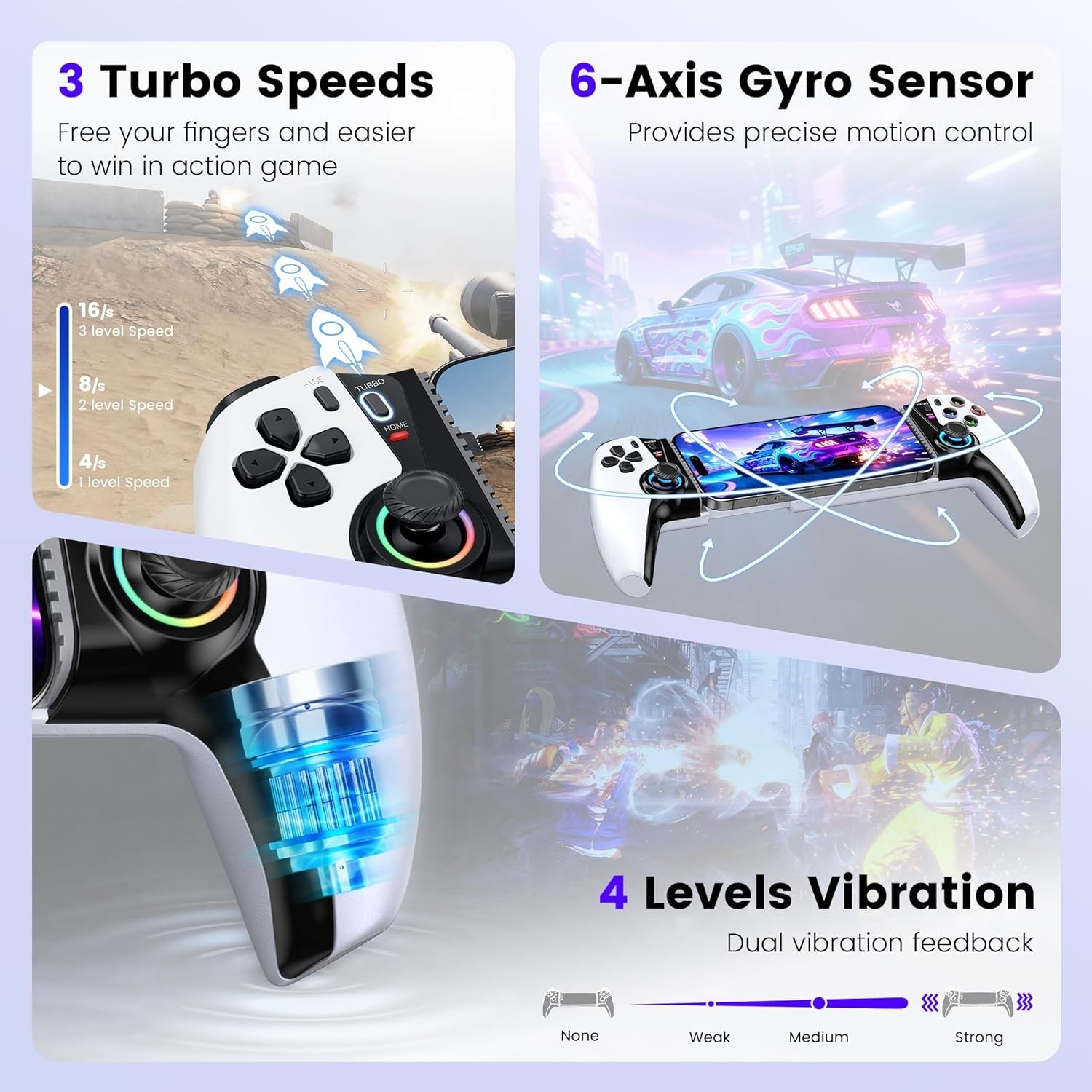 Mobile Gaming Controller for iPhone/Android/Switch 2/1/OLED Hall Effect White